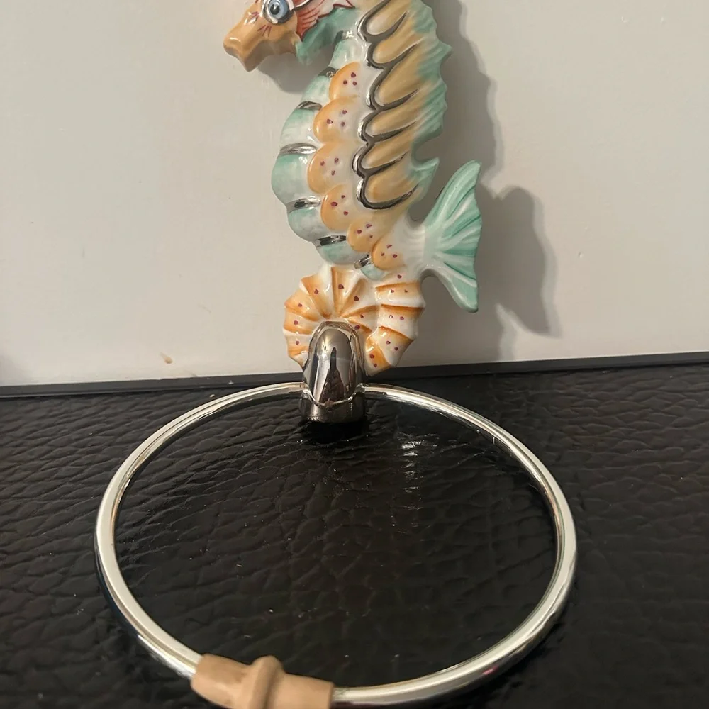 SEAHORSE Porcelain Towel Ring Wall Mount